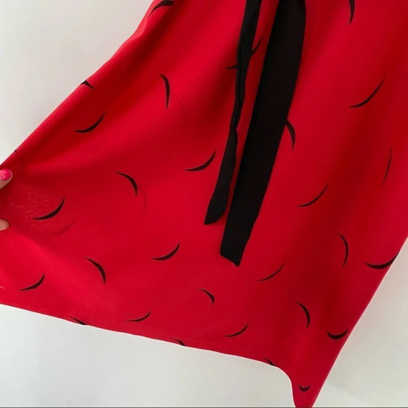 Vintage 70s 80s Dress Womens Size XS Red Black Knee Length Lightweight Knit - Picture 5 of 14